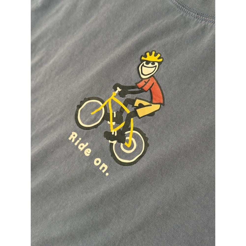 Vintage Ride On Bicycle Graphic T Shirt Blue‎ Cyclist Tee Adult XL